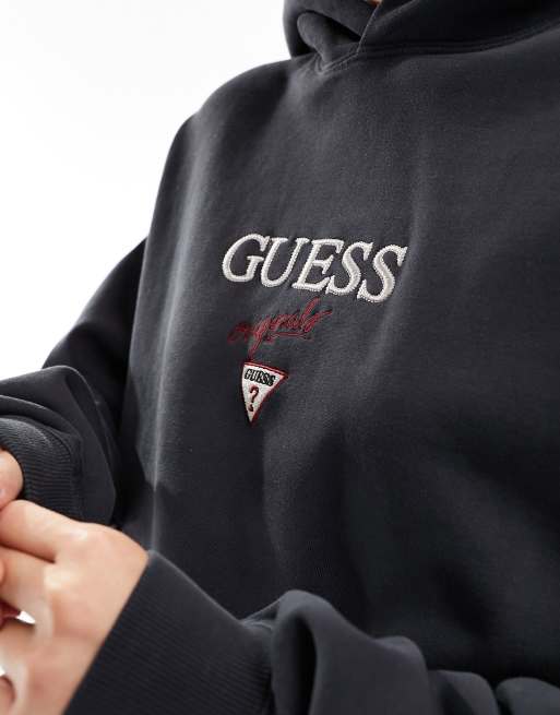 Guess Originals unisex baker logo hoodie in black