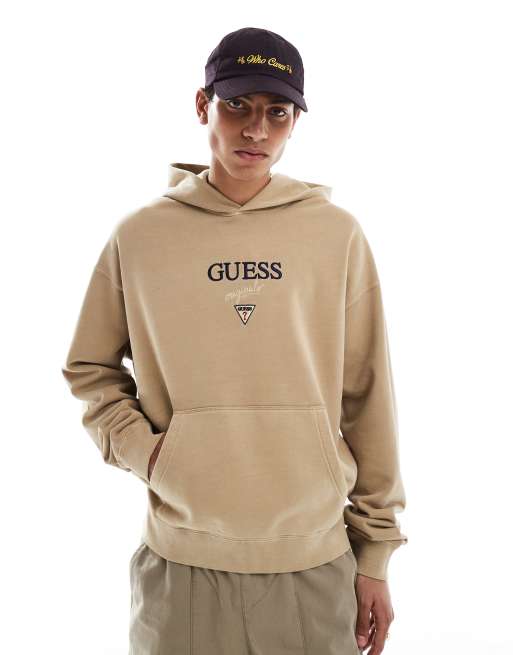  Guess Originals unisex baker pullover hoodie in light brown