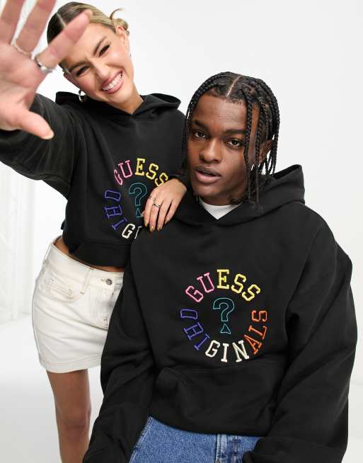 Guess Originals Unisex Circle Logo Hoodie In Black Asos