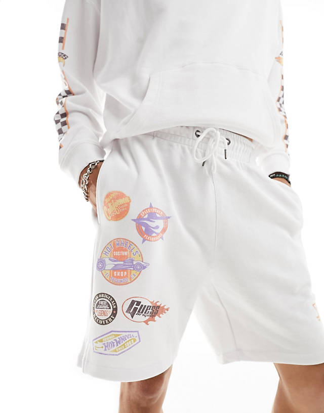 Guess Originals - unisex co-ord hot wheels terry shorts in white