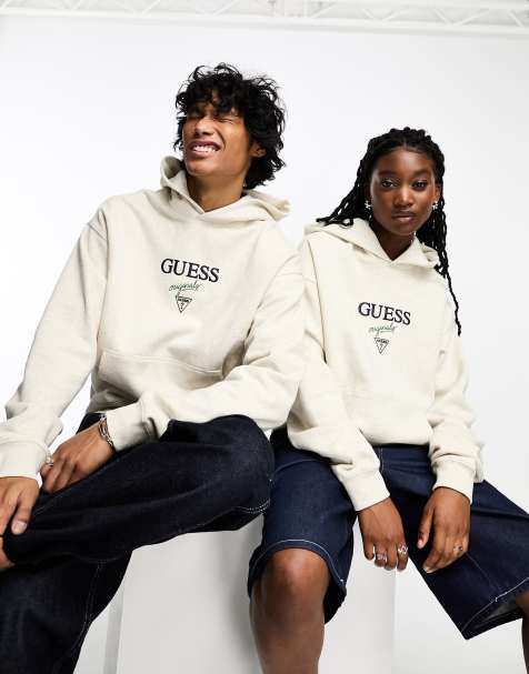 Guess Originals unisex heather baker logo hoodie in light grey - view 1