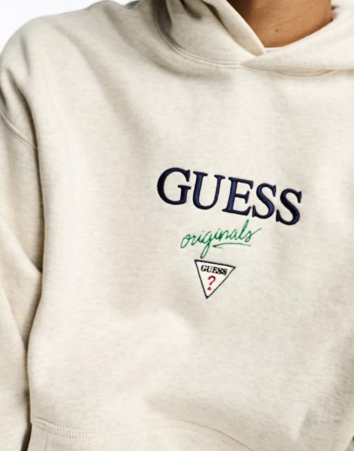 Guess Originals unisex heather baker logo hoodie in light grey | ASOS