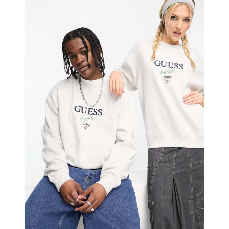 Guess Originals unisex logo crewneck in grey heather ASOS