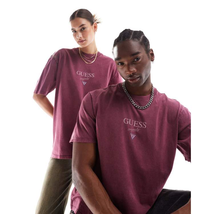 Burgundy guess shirt on sale