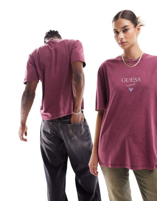 Guess maroon sales shirt