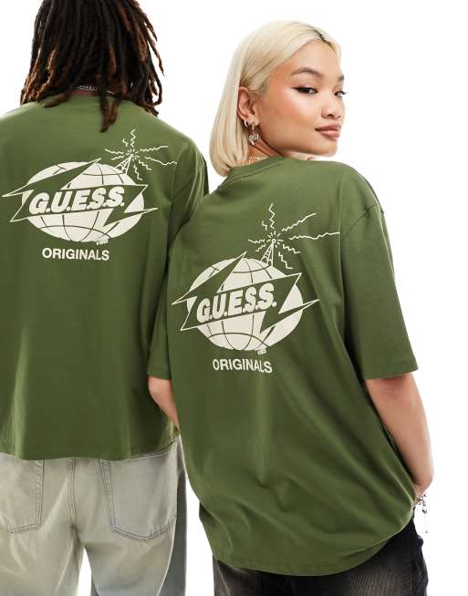 Guess Originals unisex radio logo tee in green