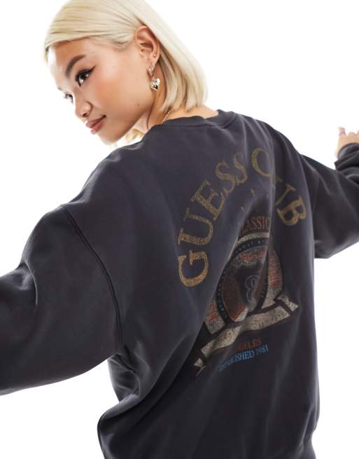 Guess Originals unisex varsity crewnecksweatshirt in washed black