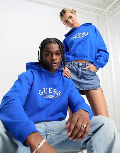 Guess Originals unisex vintage logo hoodie in blue | ASOS