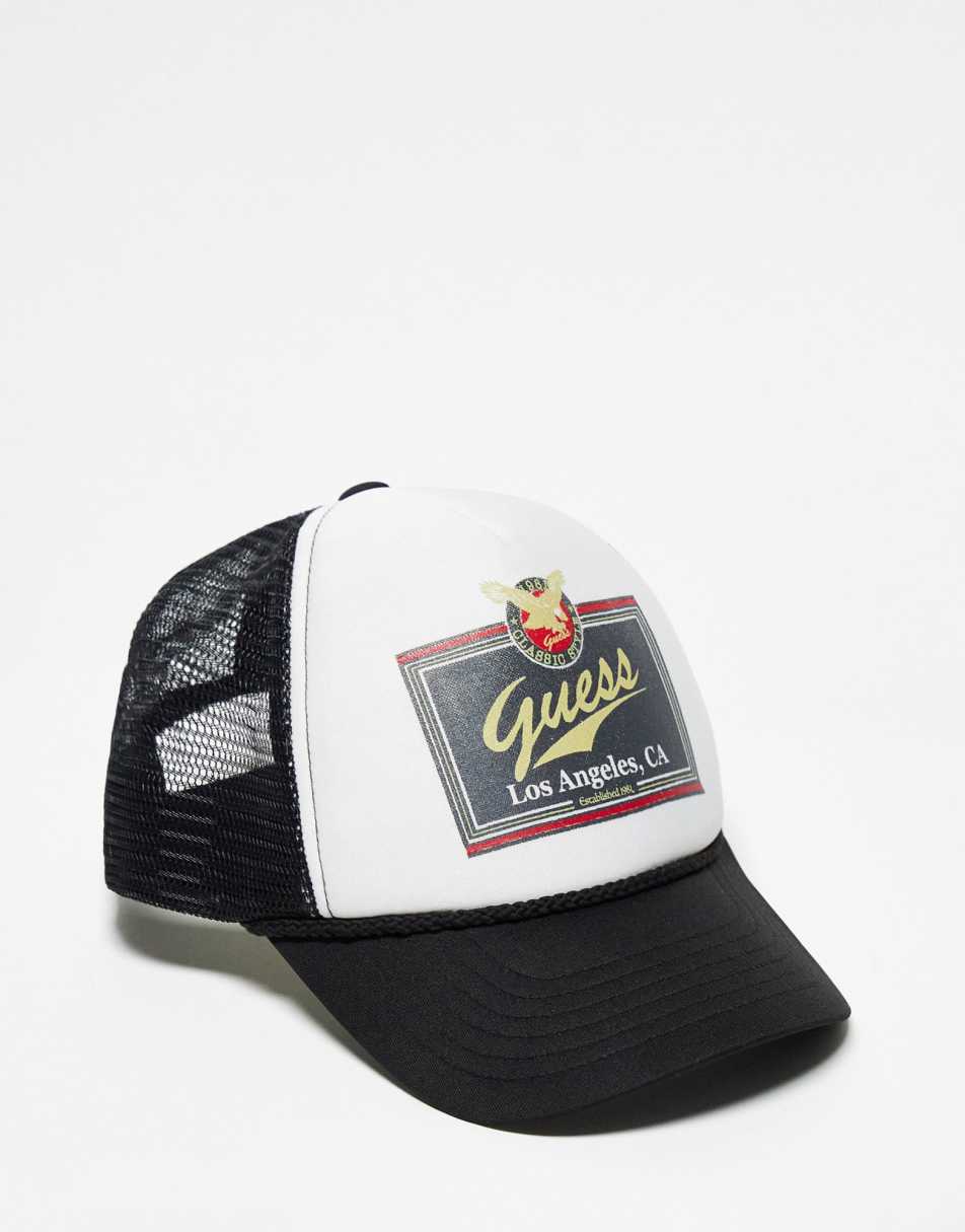 Guess Originals unisex vintage printed trucker hat in black