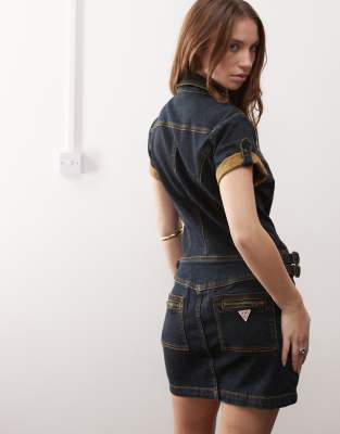 Guess Originals Utility Mini Dress In Blue