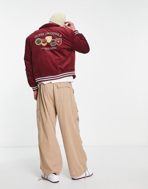 Guess Originals varsity jacket with back print in red