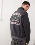 [Guess] Guess Originals washed half zip sweatshirt in black with back embroidery XL Black