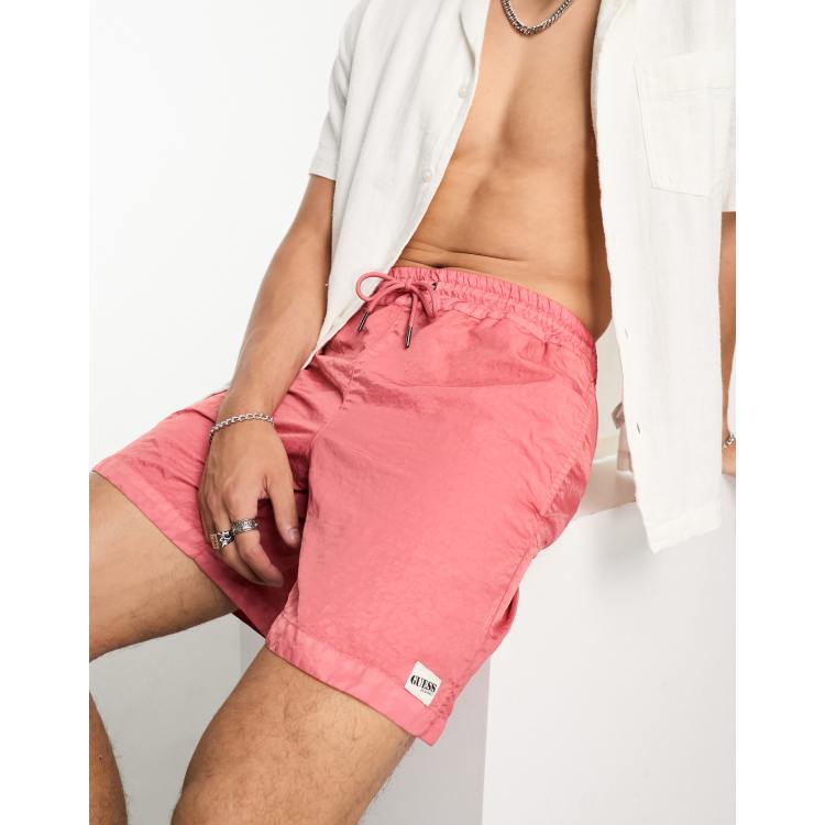 GUESS Originals washed nylon shorts in peach