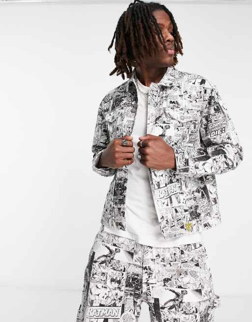 Guess Originals x Batman - Capsule - Denim jack met print in zwart en wit, deel van co-ord set 