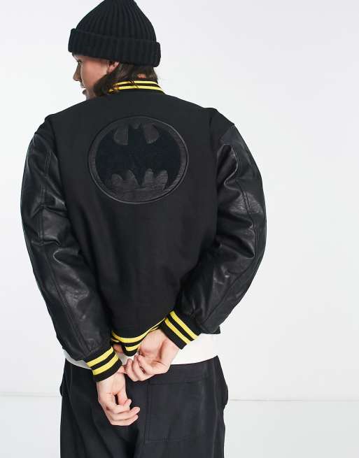 Guess Originals x Batman capsule printed varsity bomber in black | ASOS