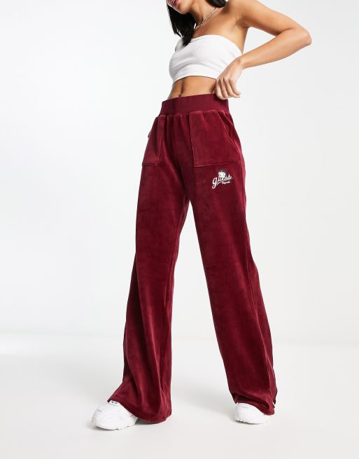 Guess Originals x Betty Boop velour pants in red (part of a set)