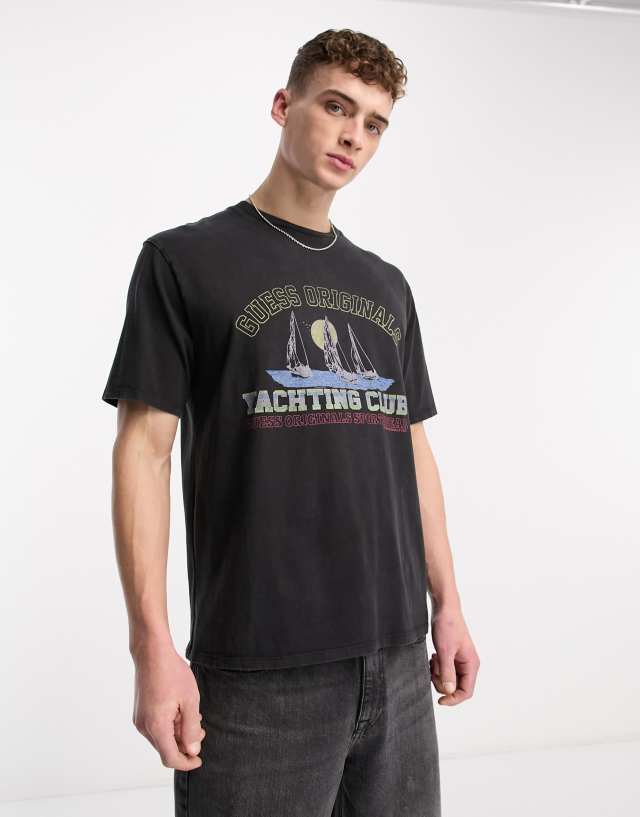 Guess Originals yacht logo tee in black