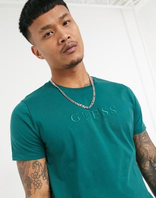 Guess pima embroidered tonal logo t-shirt in green