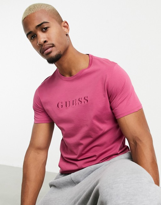 Guess pima embroidered tonal logo t-shirt in red