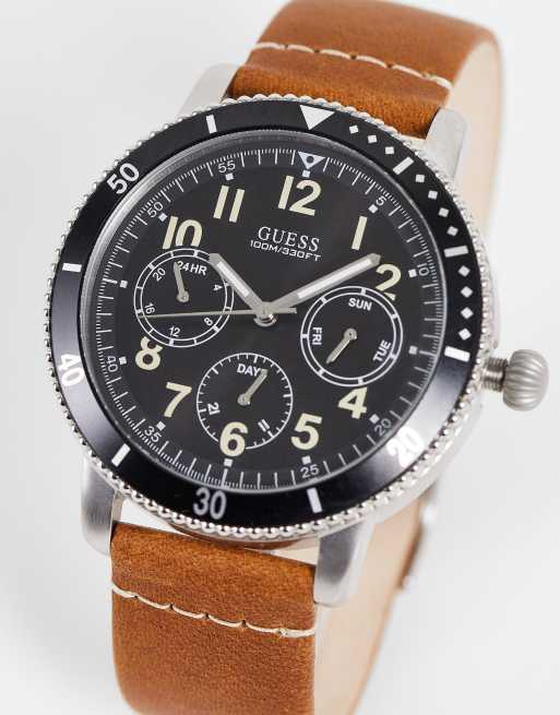 Guess Smith watch in brown leather ASOS