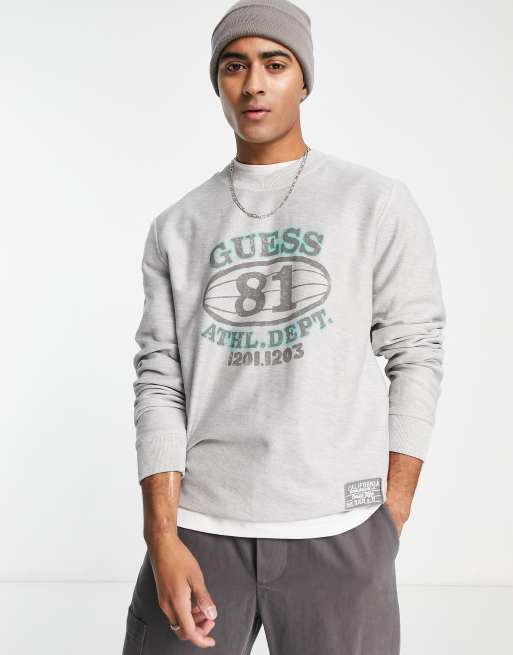 Guess sweatshirt with vintage globe logo in gray | ASOS