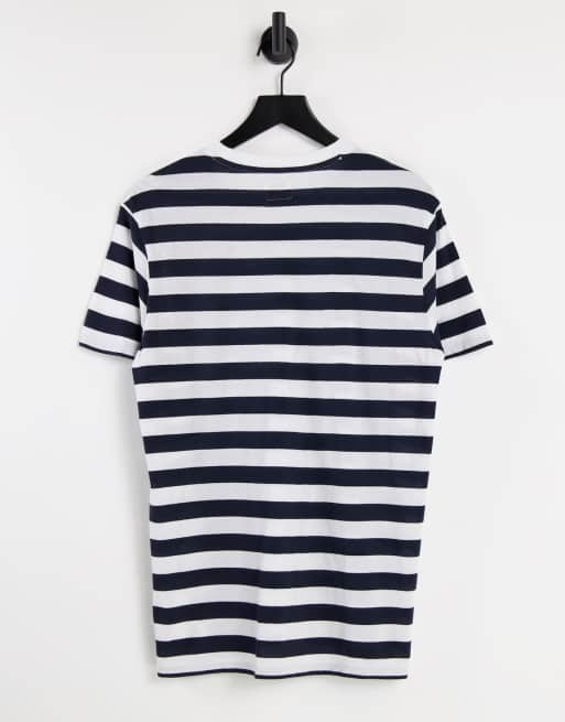 Guess t shirt in blue stripe with chest logo ASOS