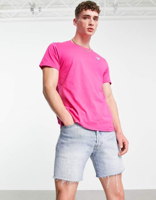 Guess t-shirt in pink with small logo | ASOS