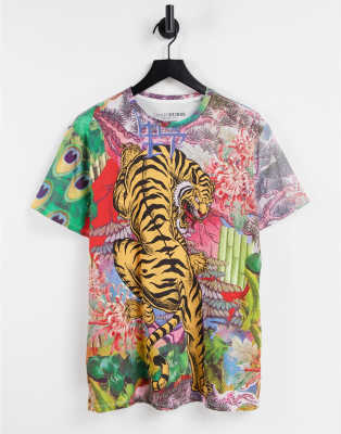 Guess Eco Rayon Bonsai Tiger Shirt - Bonsai Tiger Multi - XS