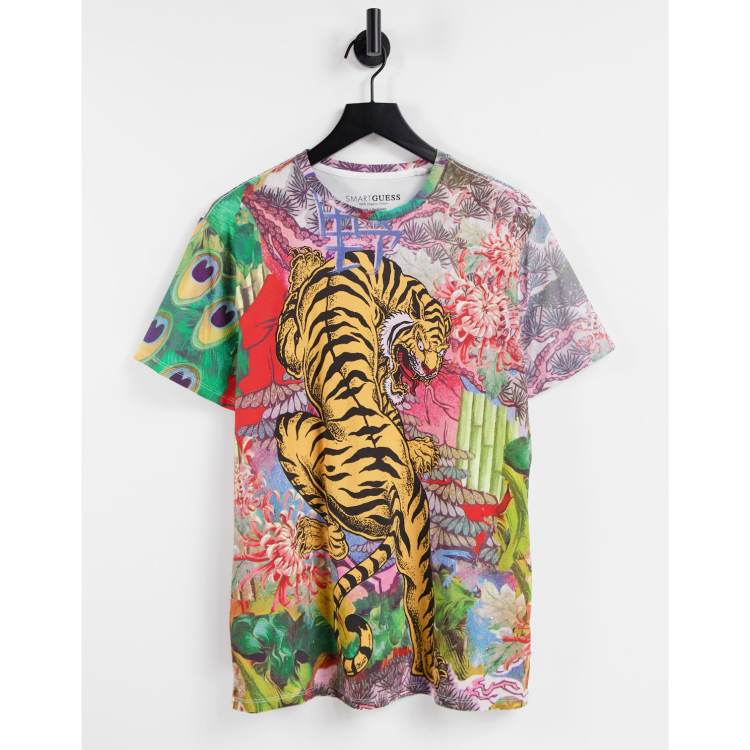 Guess Eco Rayon Bonsai Tiger Shirt - Bonsai Tiger Multi - Xs