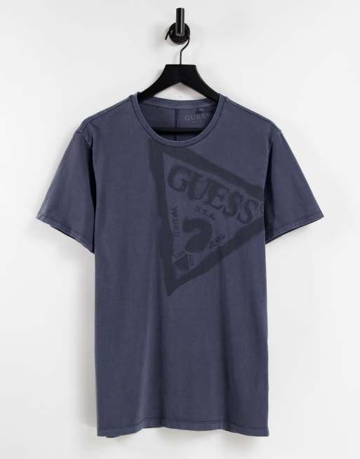 Guess t shirt with large stamp logo in washed navy