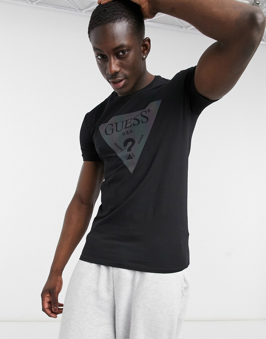 Guess t-shirt with triangle chest logo in black