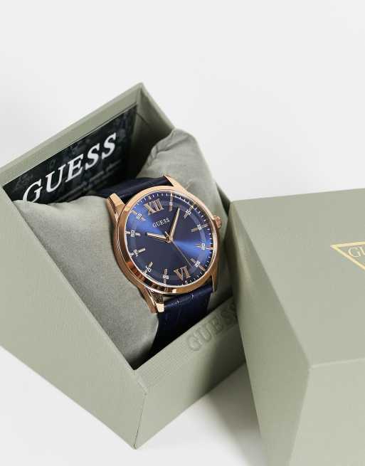 Guess Theo watch in navy and gold ASOS