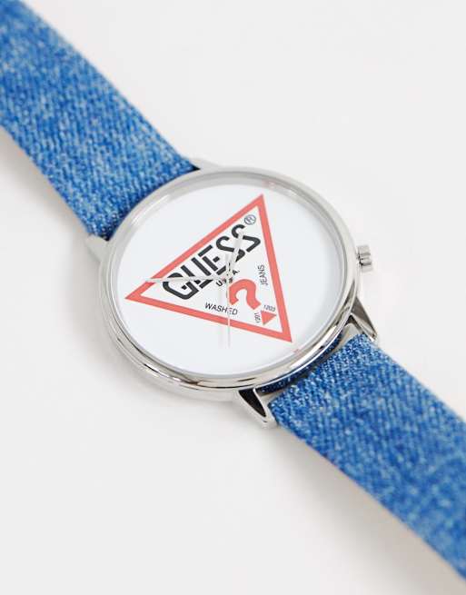 Guess watch denim outlet strap