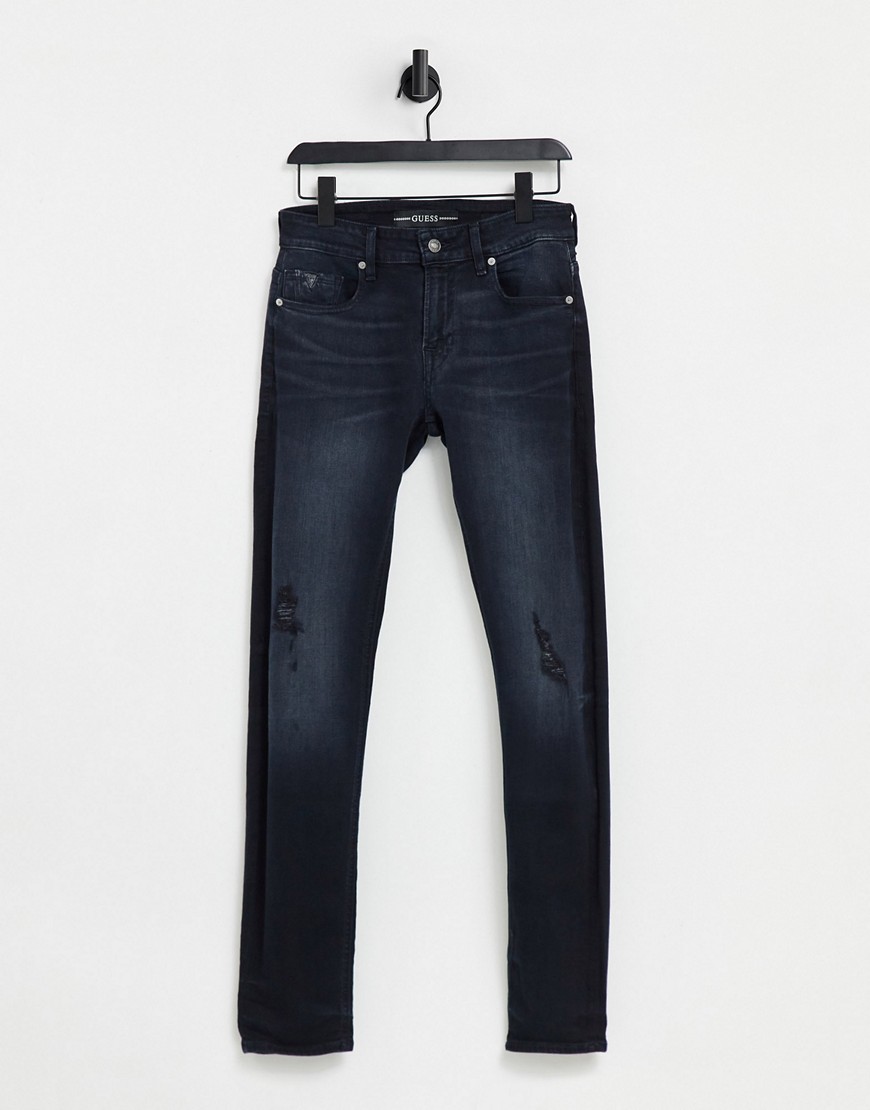 Guess washed skinny jeans in jet indigo blue-Blues
