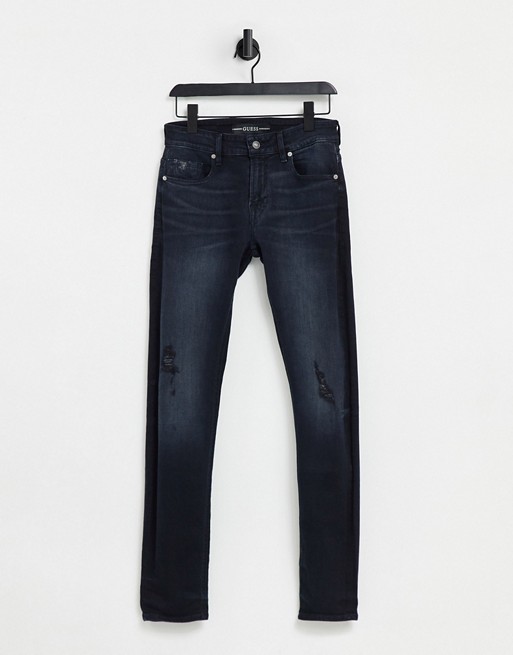 Guess washed skinny jeans in jet indigo blue