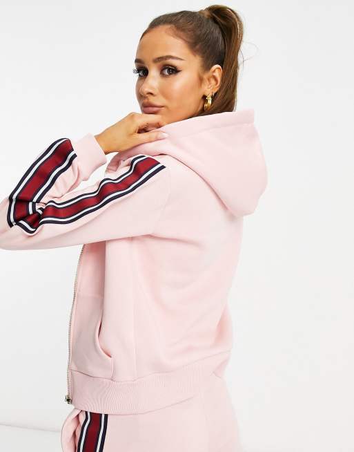 Pink Drawstring Hoodie by GUESS USA on Sale