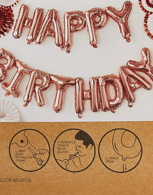 Guirnalda de lino para cumpleaños diseño con texto Happy Birthday 