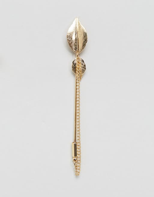 Guldfarvet blad-jakkenål fra ASOS DESIGN, 2 af 4