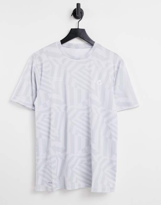 Gym 365 – Funktions-T-Shirt in Grau mit geometrischem Muster