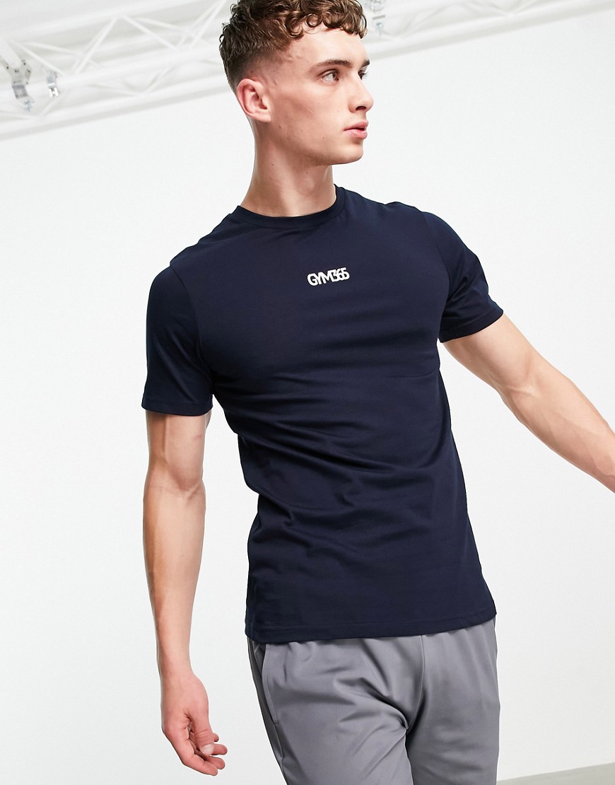 Gym 365 logo print t-shirt in navy