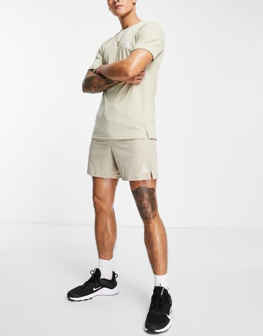 Gym 365 – Performance – T-shirt i szorty w kolorze kamiennego beżu