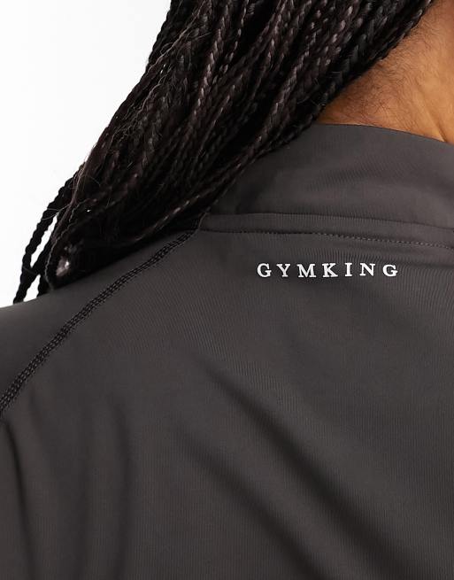 Gym King 365 1/4 zip crop long sleeve top in brown, 4 of 4