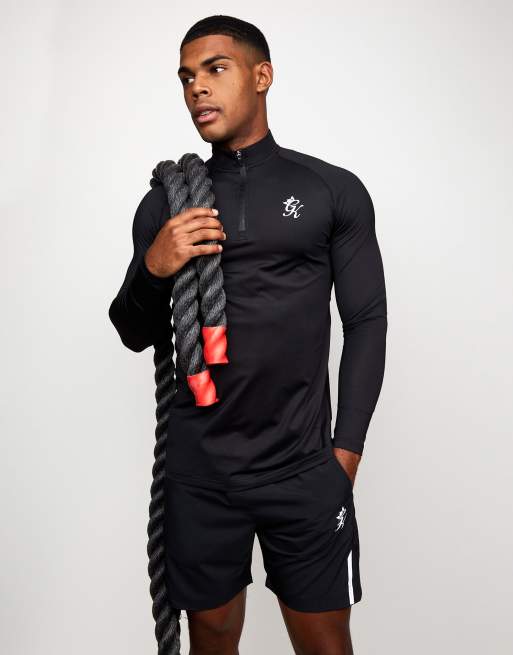 Gym King - 365 - Felpa nera con collo a imbuto e zip corta