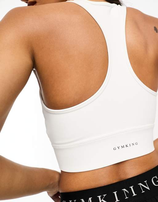 Gym King 365 light support racerback sports bra in white, 3 of 4