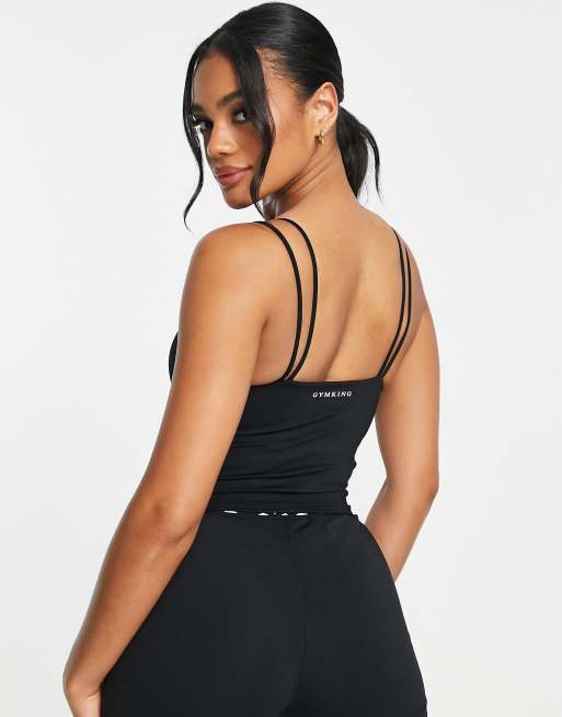 Gym King 365 long line light support sports bra tank in black, 2 of 4