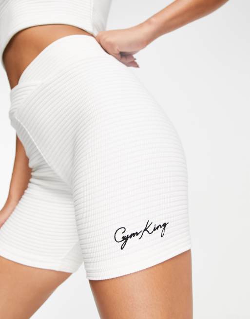 Gym King - Bootie short met wafelstructuur in wit 