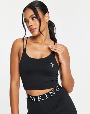 Gym King Core 365 longline medium support sports bra in black