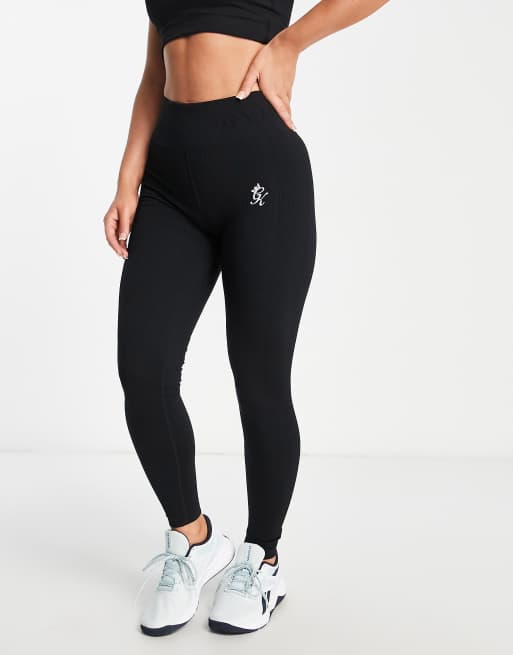 Gym King – Czarne bezszwowe prążkowane legginsy 