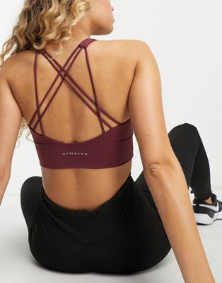 Gym King Dominate strappy mid support sports bra in red - ASOS Price Checker