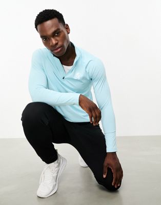 Gym King Energy 1/4 zip funnel neck sweat in teal